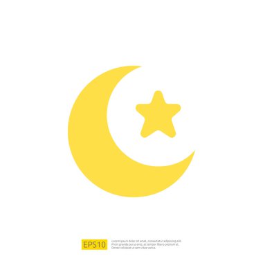 Müslüman ve Ramazan temalı Ay ve Yıldız Simgesi. Vektör illüstrasyonu