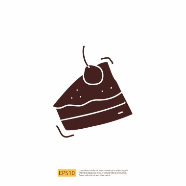 Kafe konsept vektör illüstrasyonu için kek. El çizimi karalama silueti sembolü katı simge işareti