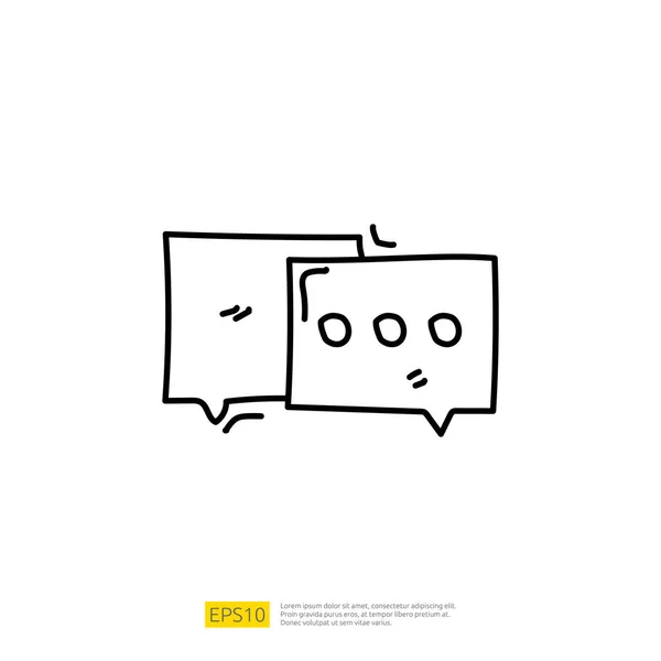 Chat Bulle Conversation Gribouiller Icône Signe Symbole Vectoriel Illustration — Image vectorielle