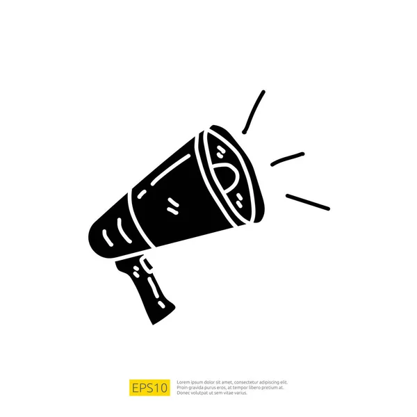 Idea Publicidad Con Icono Megáfono Garabato Estilo Dibujado Mano Concepto — Vector de stock