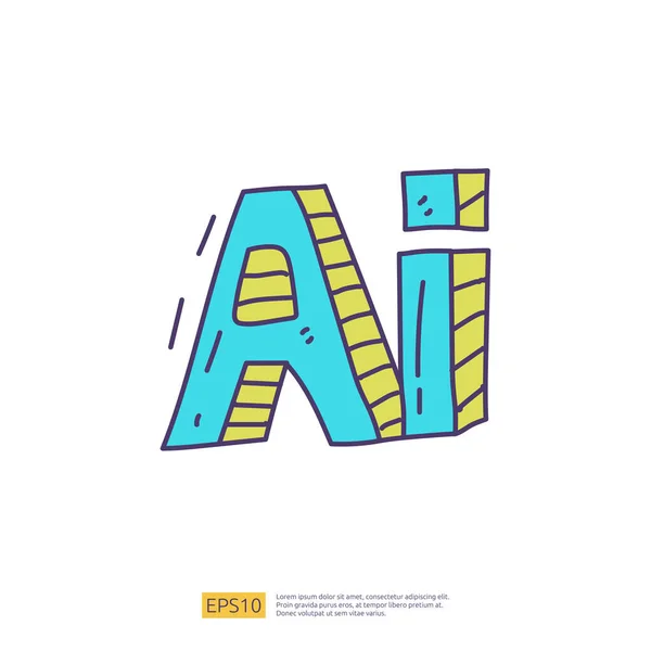 Sztuczna Inteligencja Koncepcja Tekst Logo Ikona Inżynierii Rozwoju Burza Mózgów — Wektor stockowy