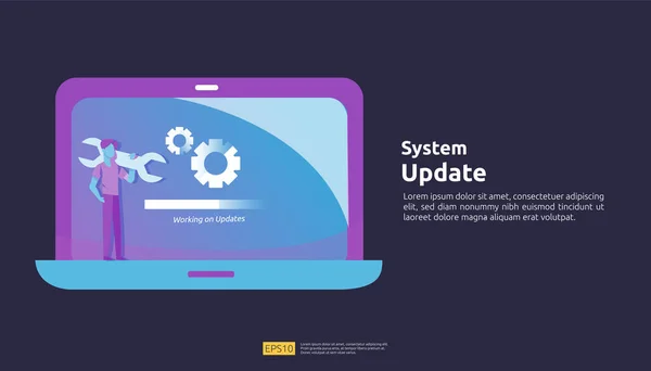 Data Synchronizují Proces Instalační Program Aktualizovat Koncepci Průběhu Operačního Systému — Stockový vektor