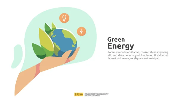 Environmental Concept Green Clean Energy Sources Renewable Electric Sun Solar — Stock Vector