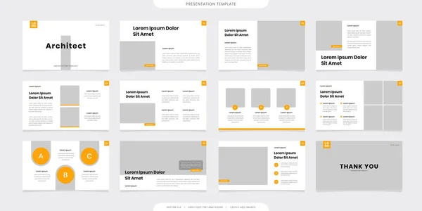 Minimalist sunum şablonları veya şirket broşürleri. Broşürde ve broşürde, pazarlama afişinde, reklam broşüründe, yıllık raporda veya web sitesinde kullanın. sarı renk şirketi profil vektörü