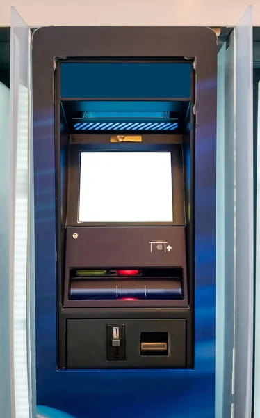 Bancomat Blu Stazione Macchine Automatiche Vista Frontale Della Macchina Pagamento — Foto Stock