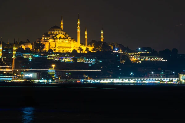 Mezquita Suleymaniye Por Noche — Foto de Stock