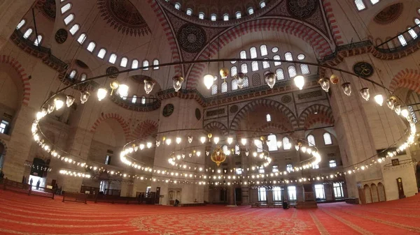 Isztambul Törökország 2020 Szulejmán Mecset Belseje Mecset Építészet Ottomán Mecset — Stock Fotó
