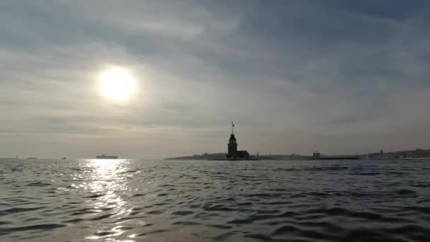 Imagens Torre Donzela Partir Nível Mar Imagens Fundo Istambul Cityscape — Vídeo de Stock