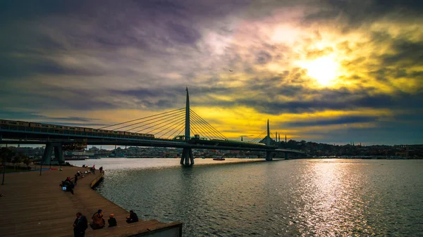 Estambul Turquía 2021 Halic Metro Bridge Estambul Fondo Tránsito Masivo — Foto de Stock