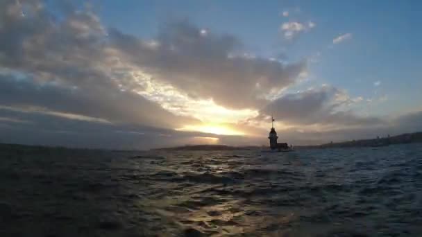 4K time lapse footage of Maidens Tower and Dramatic clouds — Stock Video