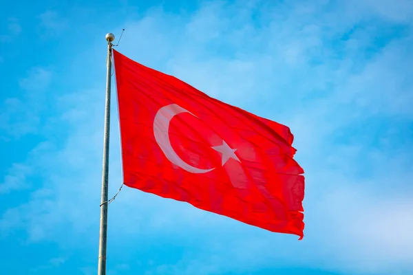 Турецкий Флаг Облачном Небе Турецкая Нация Национальные Праздники Турции Апреля — стоковое фото