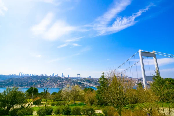 Pont Fatih Sultan Mehmet Istanbul Depuis Otagtepe Istanbul Photo Fond — Photo