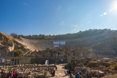 Efes tiyatrosu. Ephesus konsept fotoğrafını ziyaret et. İzmir Türkiye - 2.1.2025