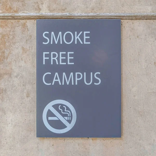 Square Smoke Free Campus podepsat na vnější stěně školní budovy v San Diego CA — Stock fotografie