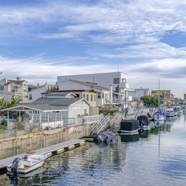 Huntington Beach California 'daki kare mahalle manzaralı deniz manzaralı.