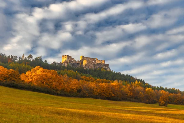 Autumn Rural Landscape Medieval Castle Lietava Slovakia Europe — Stock Photo, Image