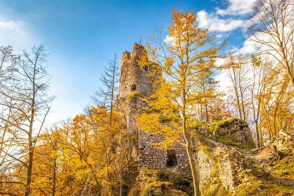 Medieval Castle Starhrad Autumn Mountain Landscape Slovakia Europe — Stock Photo, Image