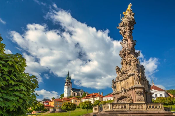 Castillo Ciudad Columna Peste Kremnica Ciudad Minera Medieval Importante Eslovaquia — Foto de Stock