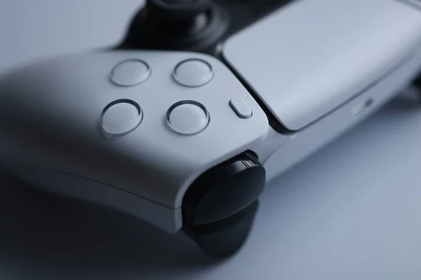 White modern game pad close seup background — стоковое фото