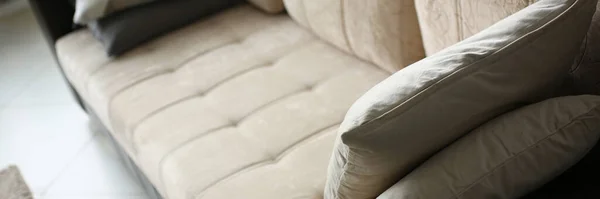 Close up of pillows on a cozy sofa in the room — Stock Photo, Image