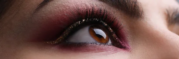 Visage de femme avec maquillage professionnel des yeux gros plan — Photo