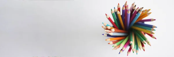 五颜六色的铅笔是在组织者的顶部视图 — 图库照片