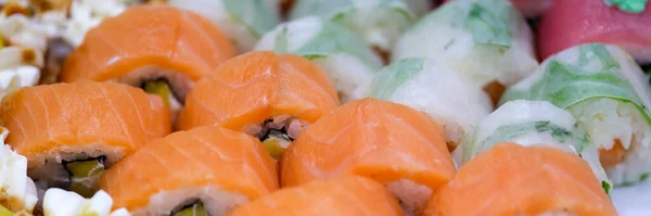 Japońskie zbliżenie kolorowe koncepcja tła sushi — Zdjęcie stockowe