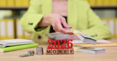 Odaklanmış eller para ve paraları temiz bir masa üzerinde sınıflandırırken bir kişi lüks bir ortamda mali istikrar için plan yapıyor. Hedefler şekillenirken notlar düzgünce dizilir.