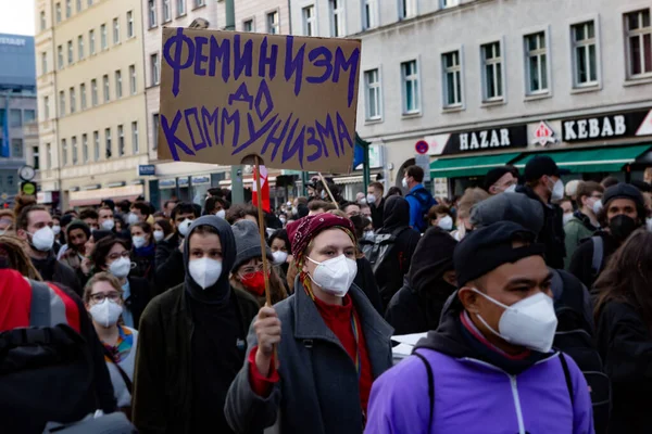Berlín Německo Května 2021 Květnová Demonstrace Berlíně Během Pandemie Koronaviru — Stock fotografie