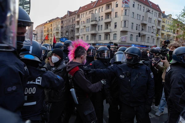 Berlin Allemagne 1Er Mai 2021 Manifestation 1Er Mai Berlin Pendant — Photo