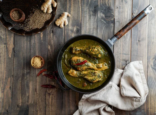 Palak Chicken Chicken Saag Comida Tradicional India Pakistaní — Foto de Stock