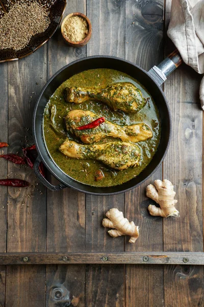 Palak Chicken Chicken Saag Comida Tradicional India Pakistaní — Foto de Stock