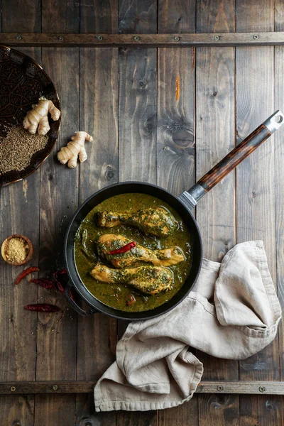 Palak Chicken Chicken Saag Comida Tradicional India Pakistaní — Foto de Stock