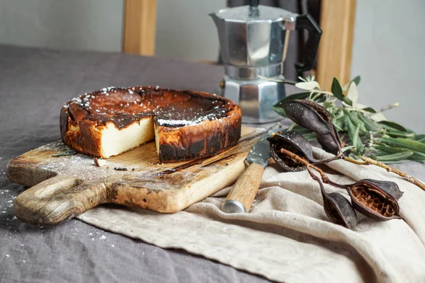 San Sebastian Basque Ars Cheesecake Patiserie Delicioasă Casă — Fotografie, imagine de stoc
