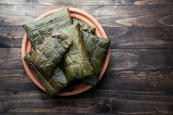 Tamales Colombianos Cocina Mexicana Colombiana Los Tamales Costa Hoja Plátano — Foto de Stock