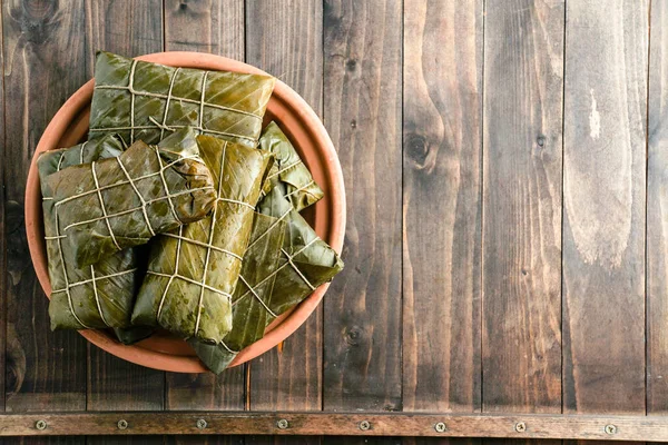 Tamales Colombianos Cocina Mexicana Colombiana Los Tamales Costa Hoja Plátano — Foto de Stock