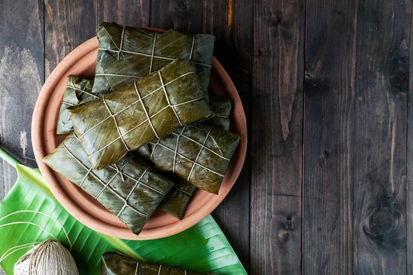 Tamales Colombianos Cocina Mexicana Colombiana Los Tamales Costa Hoja Plátano — Foto de Stock