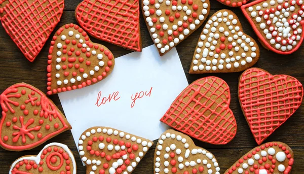 Dia dos Namorados cookies cartão de saudação — Fotografia de Stock