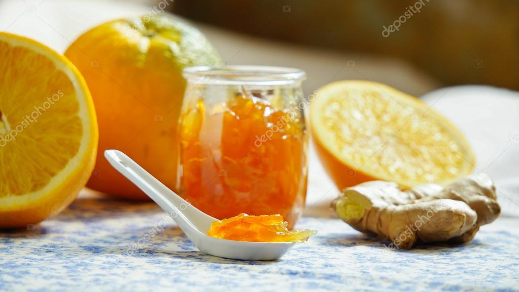 Orange jam with ginger backlit — Stock Photo © BelarusianArt 66967591