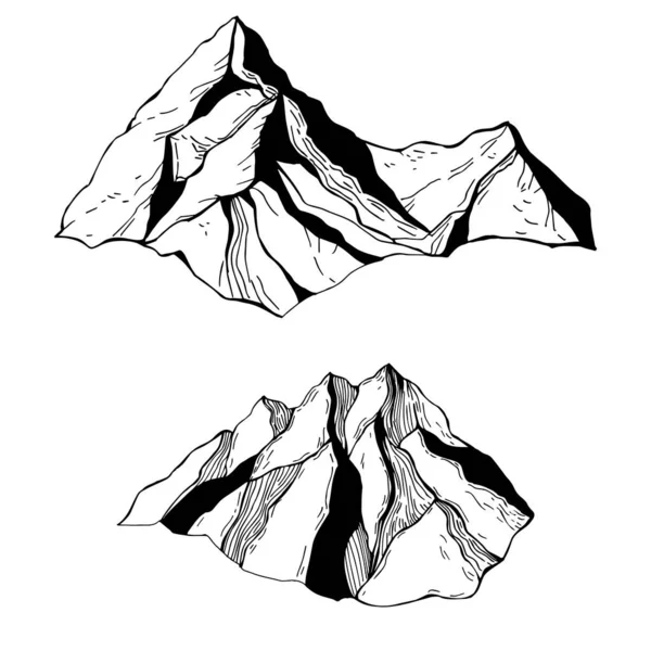 Montagnes Dessinées Main Illustration Croquis Vectoriels — Image vectorielle