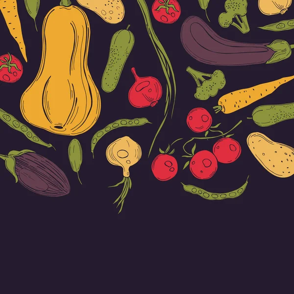 Векторный Фон Рисованными Вручную Овощами Рисунок — стоковый вектор