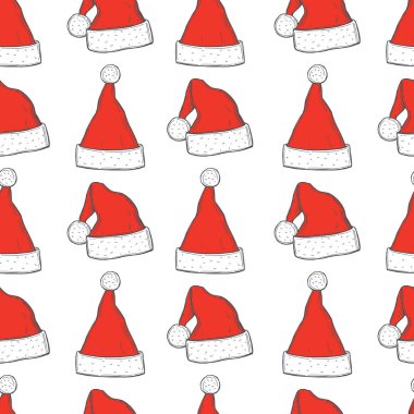 Noel Baba şapkasıyla kusursuz vektör deseni.
