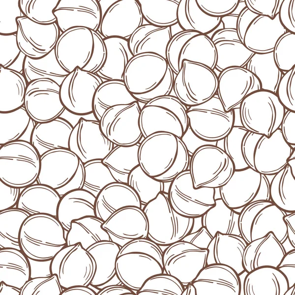 手描きのナッツ 白い背景にマカダミア ベクトルシームレスパターン — ストックベクタ