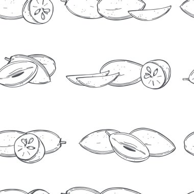 Beyaz arka planda elle çizilmiş sapodilla meyveleri.. 