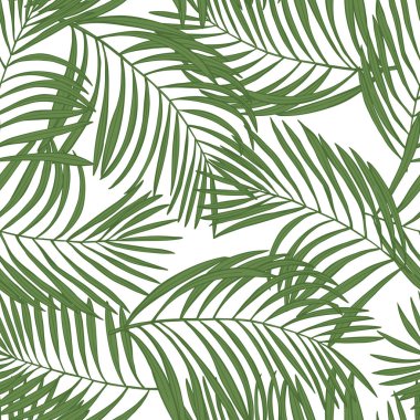 Elle çizilmiş palmiye yapraklarıyla kusursuz bir desen. Çizim çizimi.
