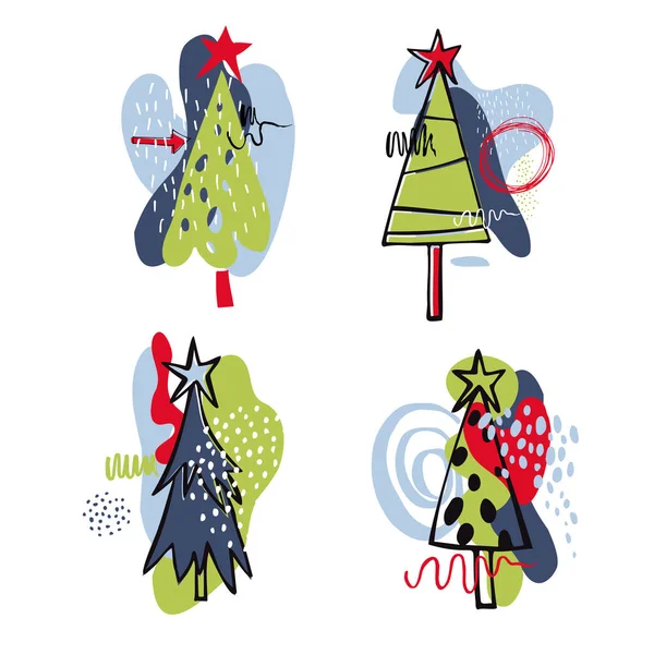 Árboles Navidad Listos Dibujo Vectorial Ilustración — Archivo Imágenes Vectoriales