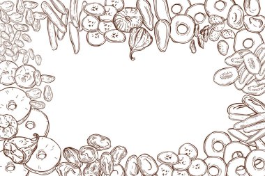 Elle çizilmiş kuru meyveler. Vektör arkaplanı.