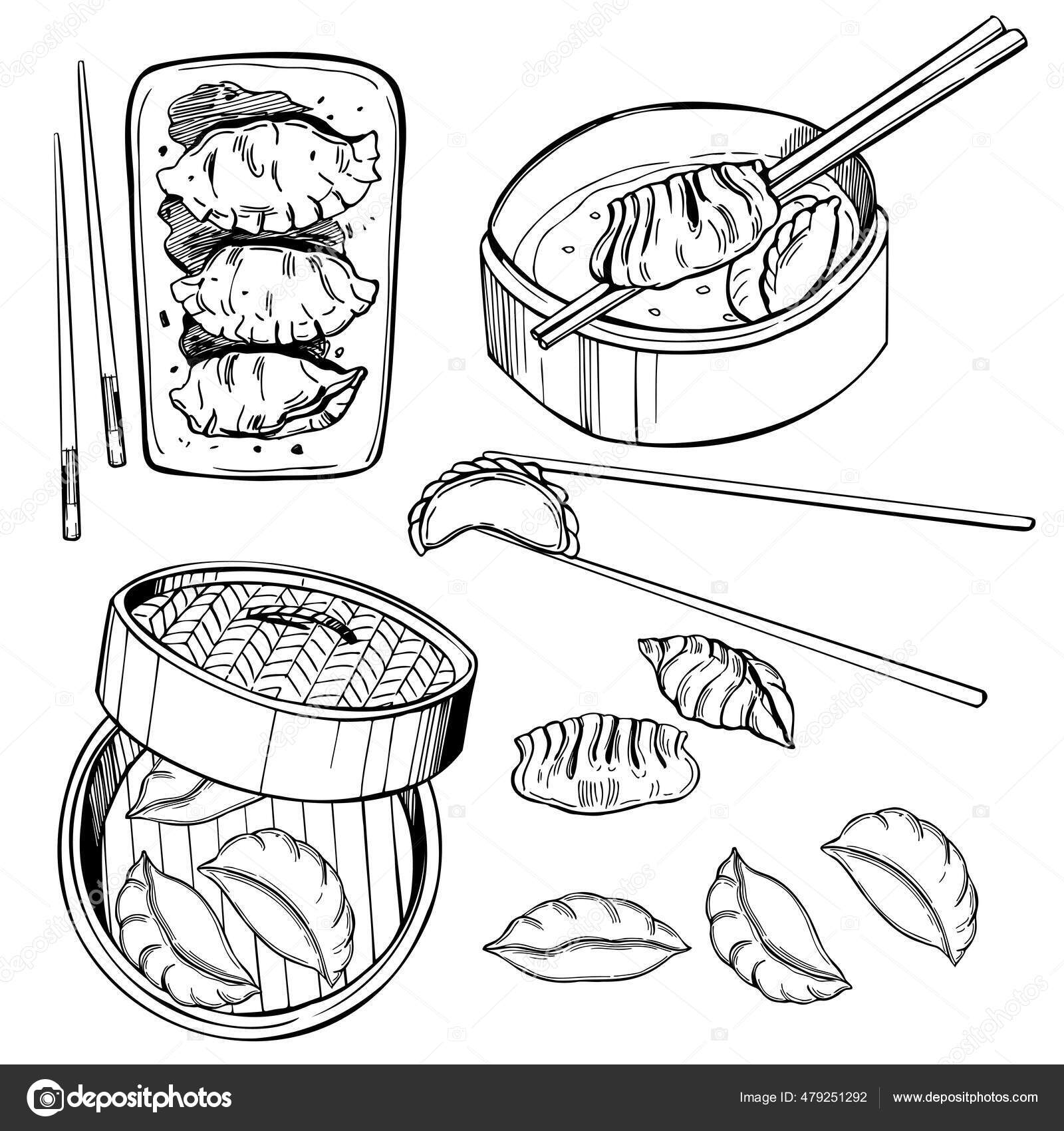 Dim Sum Set Vektorskizze Als Illustration von ©rraya 479251292