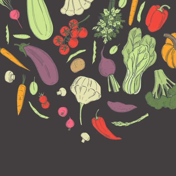 Kézzel Húzott Zöldségek Vektor Háttér Vázlat Illusztráció — Stock Vector