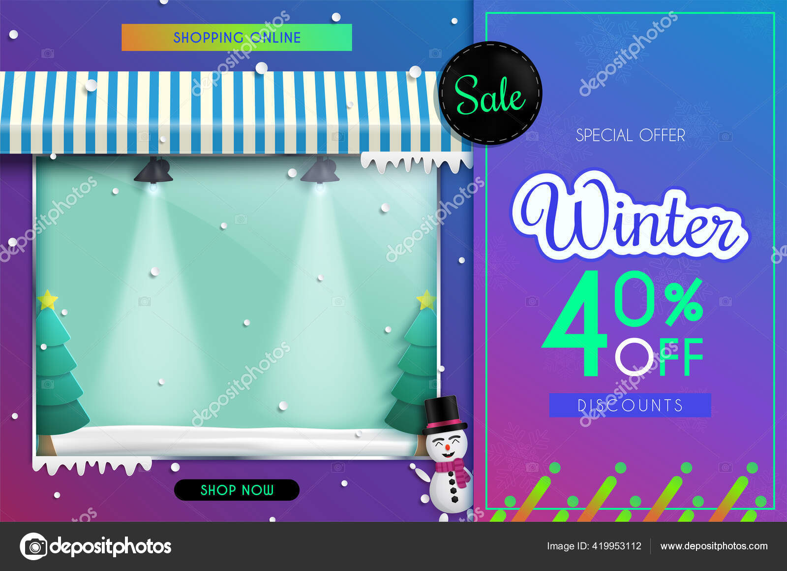 Winter Sale Posters Flyers Front Glass Displaying Stock Vector by ©B-L-V #419953112
